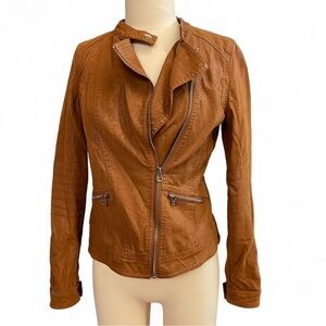 Icec Tan Leather Motto Jacket for Women